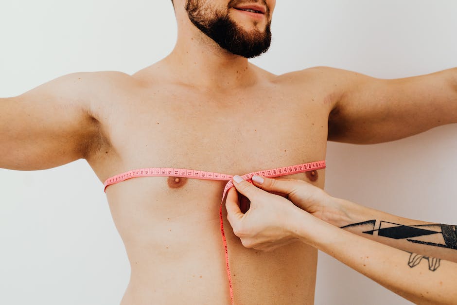 A measuring tape being used to measure chest circumference