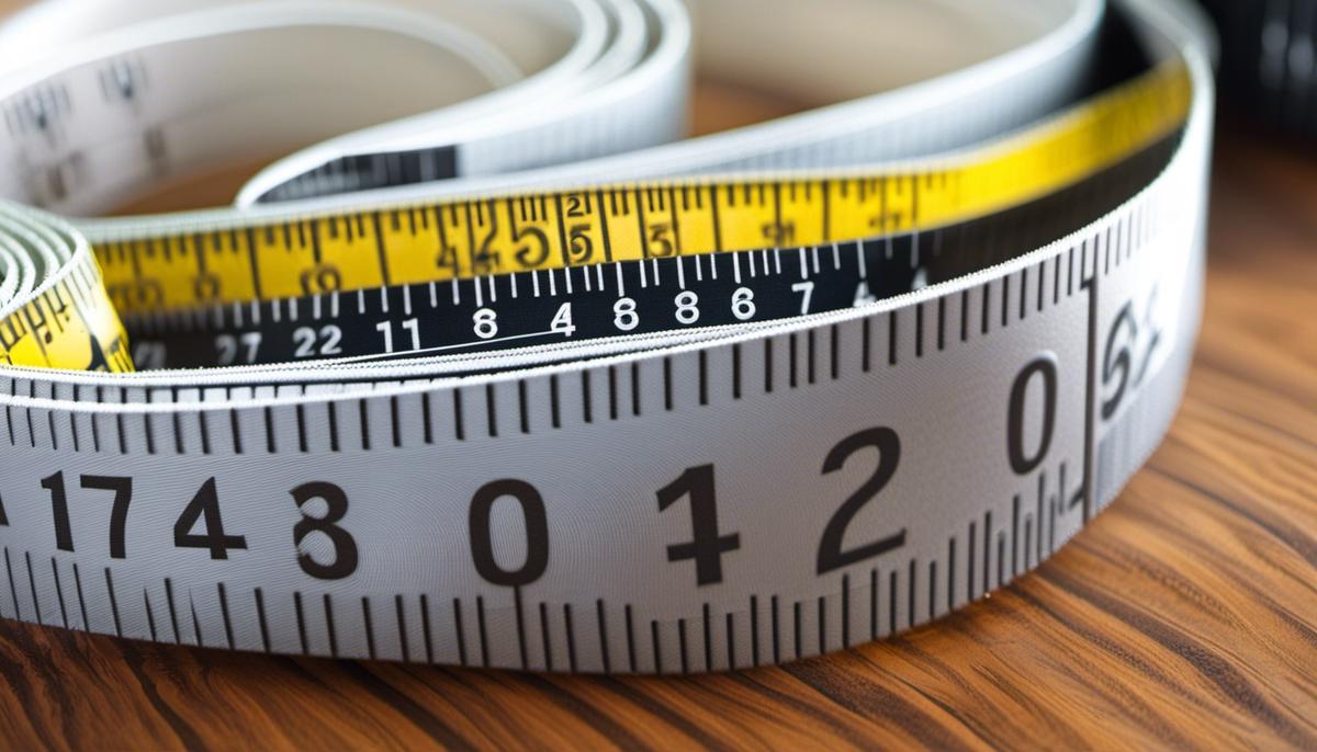 A tape measure wrapped around a waist, representing girth measurements in fitness planning