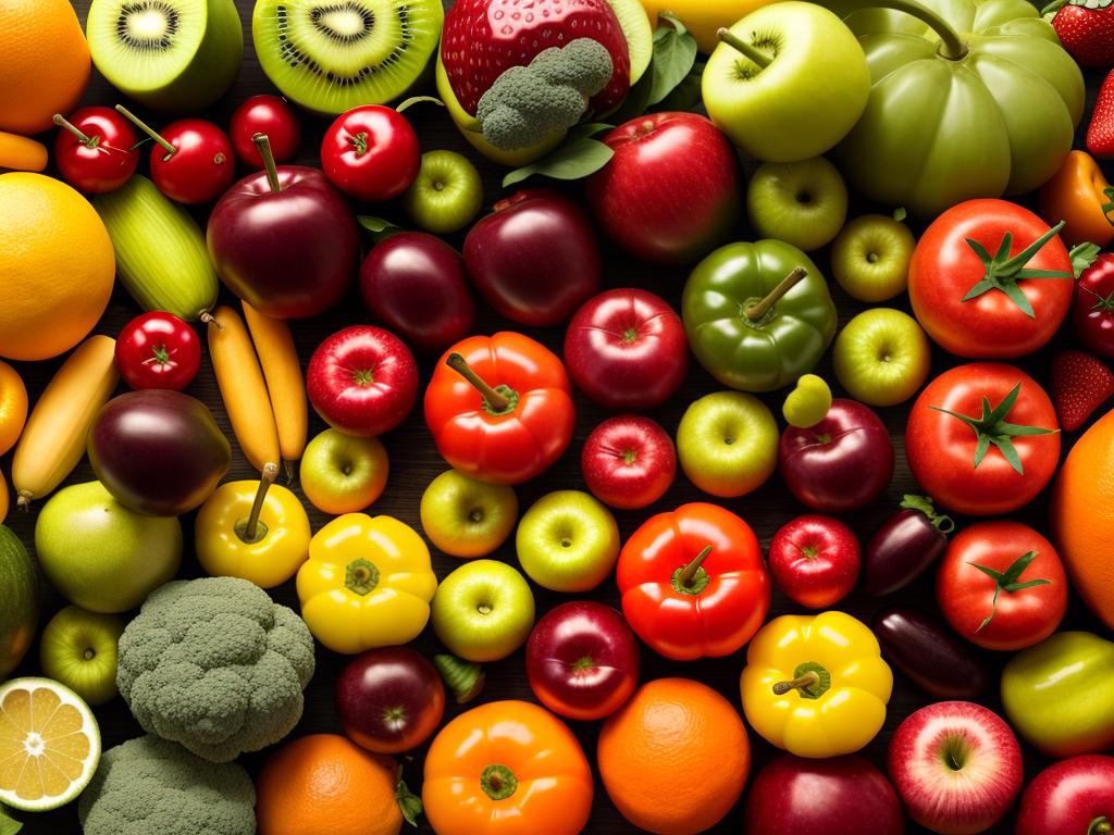 A close-up of various fruits and vegetables, representing the concept of understanding calories and making healthful choices.