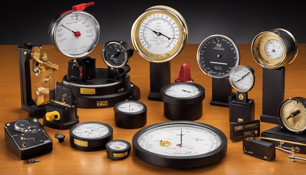 A diverse set of measurement tools, representing the importance of units of measurement in engineering technology.