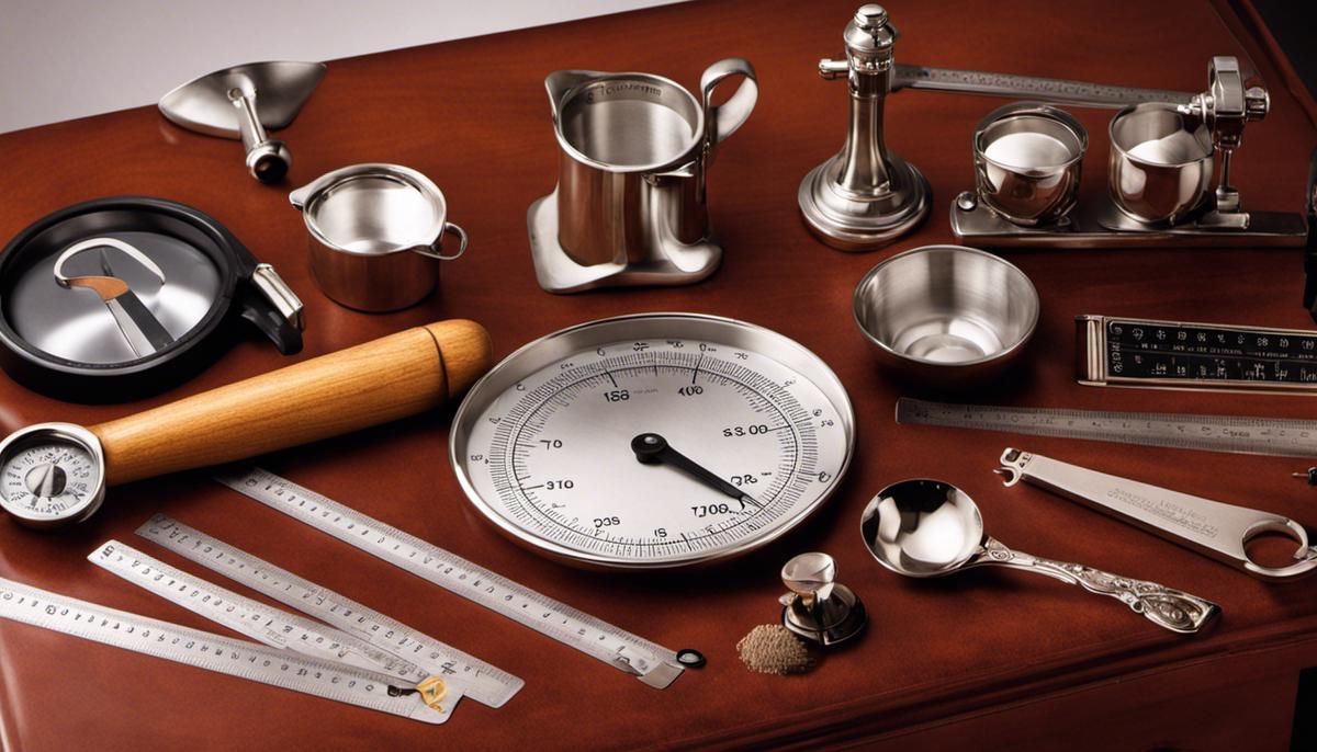 An image showing different measuring tools, such as rulers, scales, and measuring cups, representing the Imperial and American Standard units.