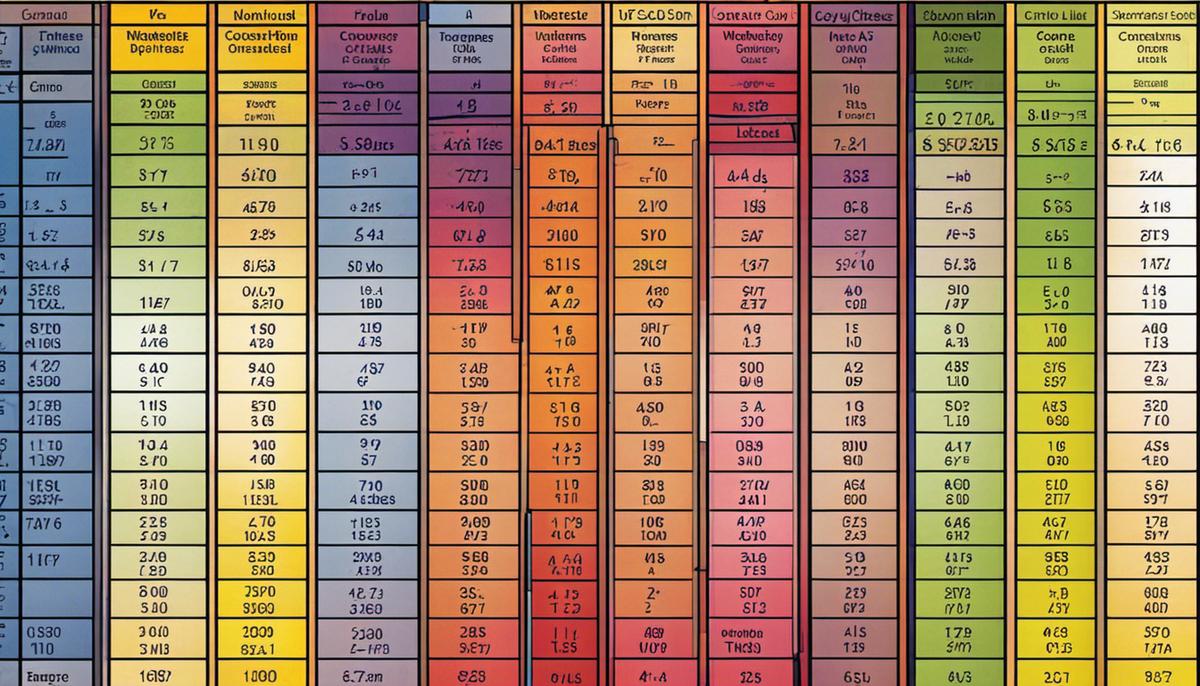 A conversion chart displaying common metric units and their equivalent values. The chart is color-coded and organized in a table format for easy reference.
