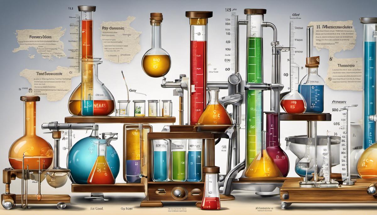 Illustration depicting various units of measurement in chemistry.